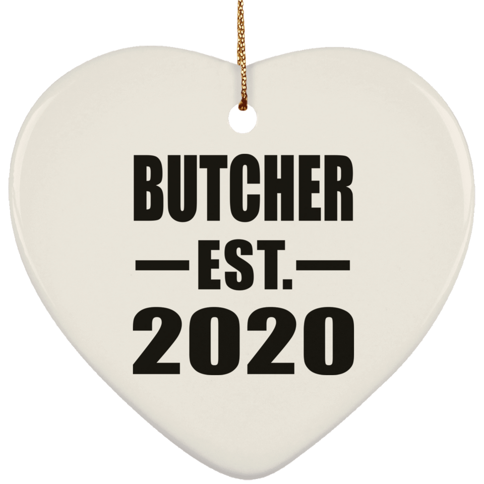 Butcher Established EST. 2020 - Heart Ornament