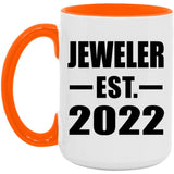 Jeweler Established EST. 2022 - 15oz Accent Mug Orange