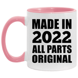 2nd Birthday Made in 2022 All Parts Original - 11oz Accent Mug Pink