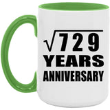 27th Anniversary Square Root of 729 Years Anniversary - 15oz Accent Mug Green