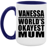 Vanessa World's Okayest Mum - 15oz Accent Mug Purple