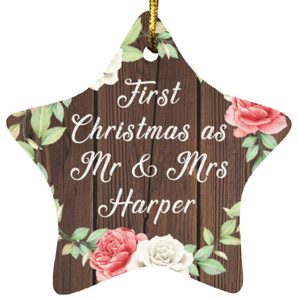 First Christmas As Mr & Mrs Harper - Star Ornament A
