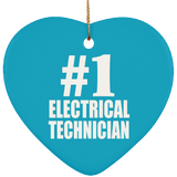 Number One #1 Electrical Technician - Heart Ornament