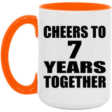 7th Anniversary Cheers To 7 Years Together - 15oz Accent Mug Orange