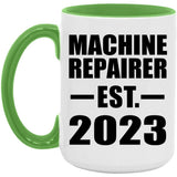 Machine Repairer Established EST. 2023 - 15oz Accent Mug Green