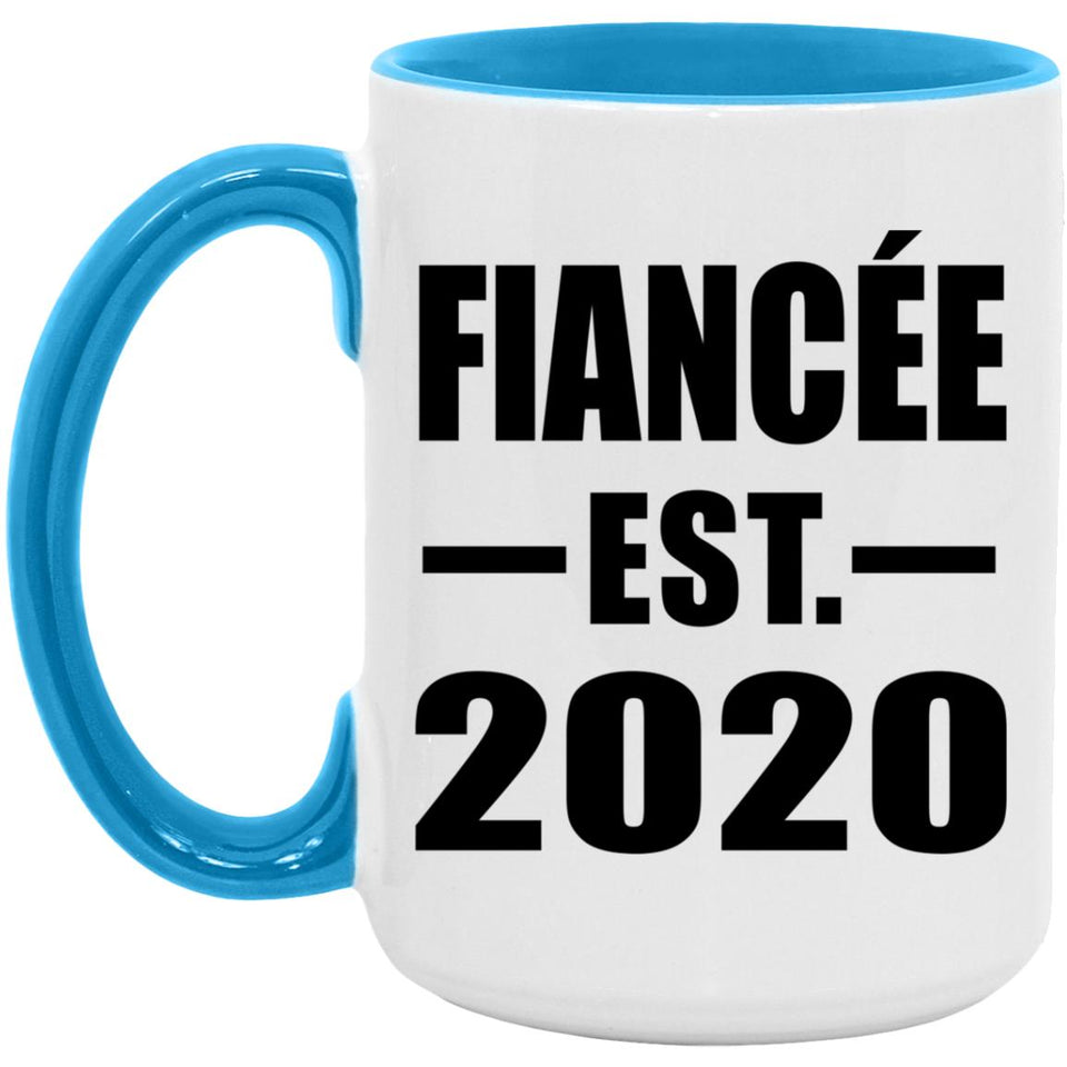 Fiancee Established EST. 2020 - 15oz Accent Mug Blue