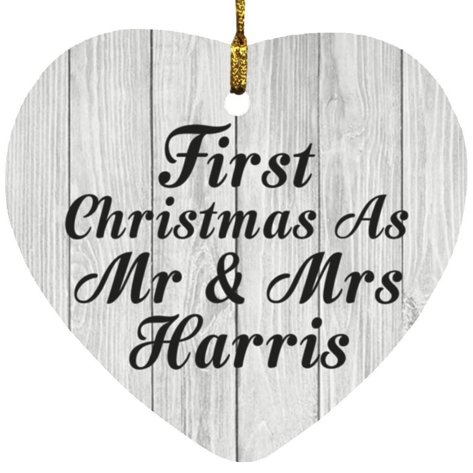 First Christmas As Mr & Mrs Harris - Heart Ornament F