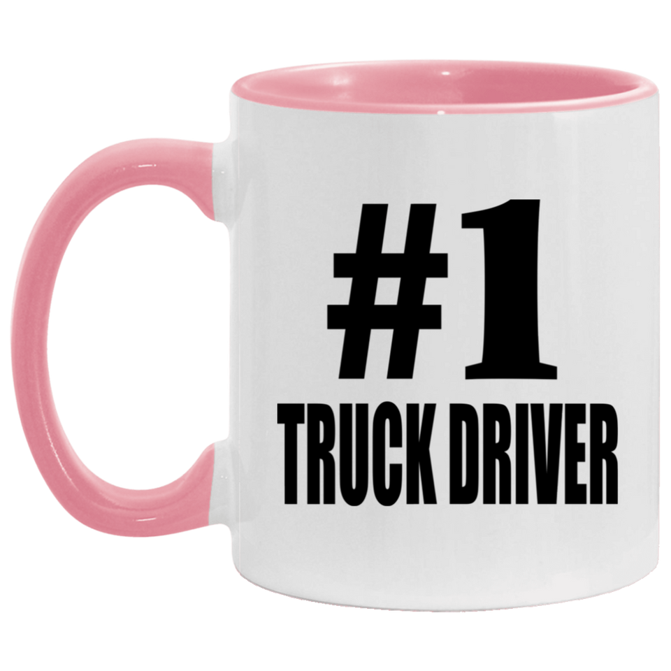 Number One #1 Truck Driver - 11oz Accent Mug Pink