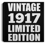 107th Birthday Vintage 1917 Limited Edition - Canvas Square