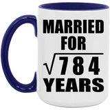 28th Anniversary Married For Square Root of 784 Years - 15oz Accent Mug Purple