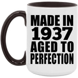 87th Birthday Made In 1937 Aged to Perfection - 15oz Accent Mug Black