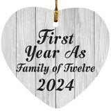 First Year As Family Of Twelve 2024 - Heart Ornament F