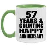 Happy 57th Anniversary 57 Years & Counting - 11oz Accent Mug Green