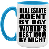 Real Estate Agent By Day World's Best Mom By Night - 15oz Accent Mug Blue