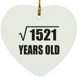 39th Birthday Square Root of 1521 Years Old - Heart Ornament