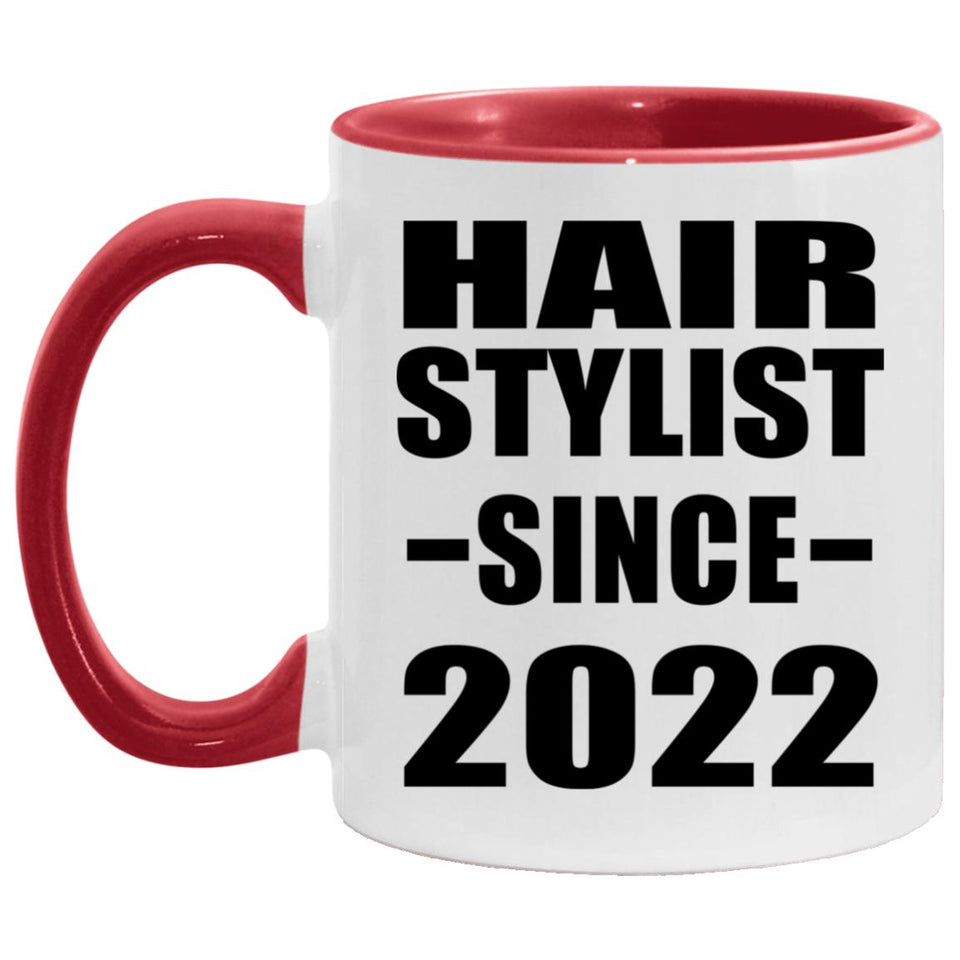 Hair Stylist Since 2022 - 11oz Accent Mug Red