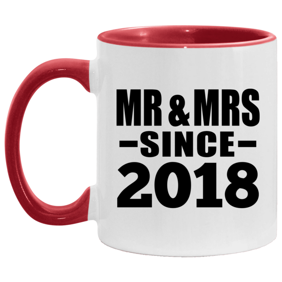 6th Anniversary Mr & Mrs Since 2018 - 11oz Accent Mug Red