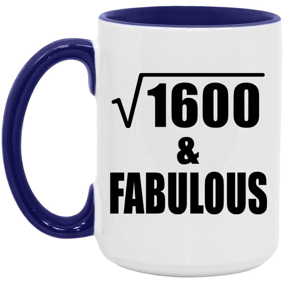 40th Birthday Square Root of 1600 & Fabulous - 15oz Accent Mug Purple
