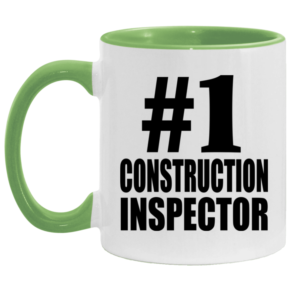 Number One #1 Construction Inspector - 11oz Accent Mug Green