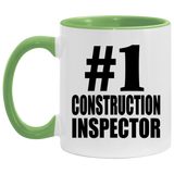 Number One #1 Construction Inspector - 11oz Accent Mug Green