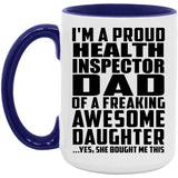 Proud Health Inspector Dad Of Awesome Daughter - 15oz Accent Mug Purple