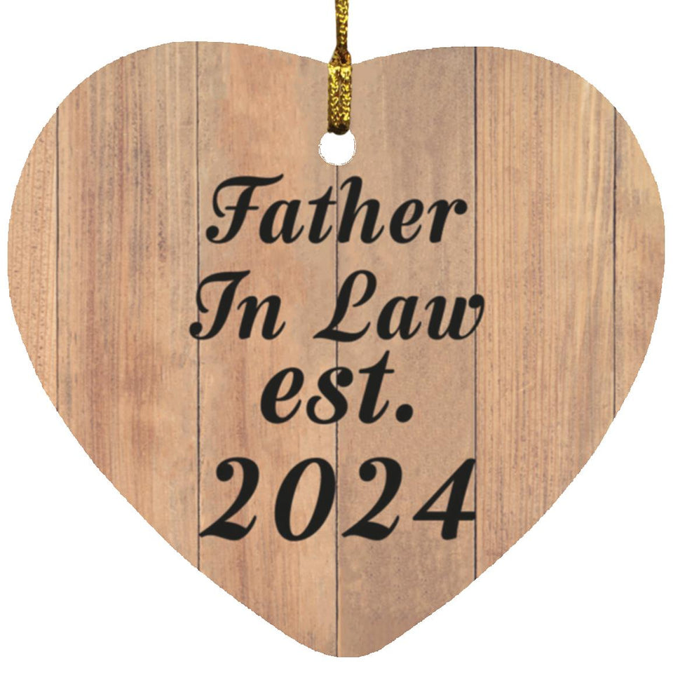 Father In Law Established EST. 2024 - Heart Ornament C