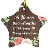58th Birthday 58 Years 696 Months 21,184 Days Of Awesome - Star Ornament A