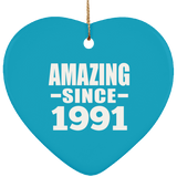 33rd Birthday Amazing Since 1991 - Heart Ornament