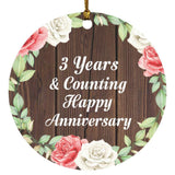 Happy 3rd Anniversary 3 Years & Counting - Circle Ornament A