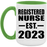 Registered Nurse Established EST. 2023 - 15oz Accent Mug Green