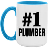 Number One #1 Plumber - 15oz Accent Mug Blue