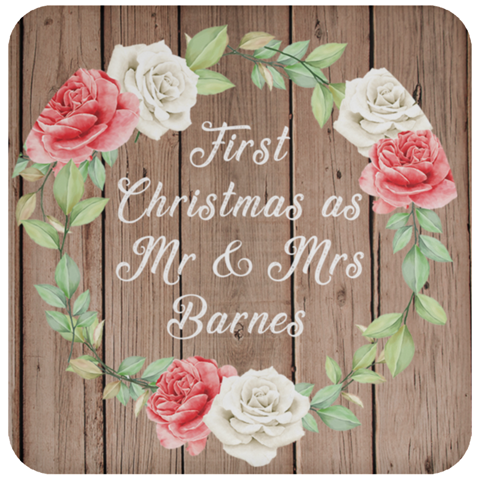 First Christmas As Mr & Mrs Barnes - Drink Coaster B