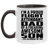 Proud Flight Attendant Dad Of Awesome Son - 11oz Accent Mug Black