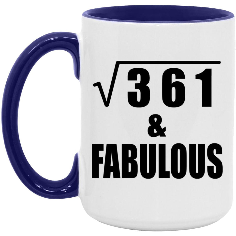 19th Birthday Square Root of 361 & Fabulous - 15oz Accent Mug Purple