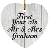 First Year As Mr & Mrs Graham - Heart Ornament F
