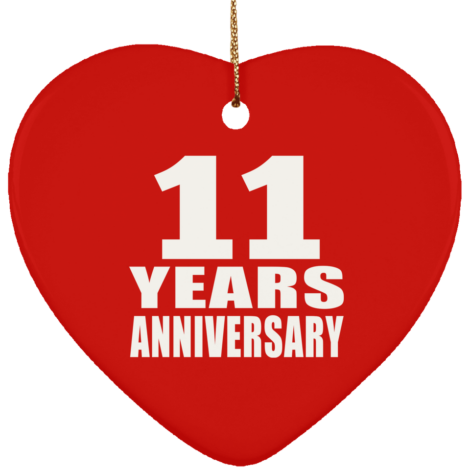 11th Anniversary 11 Years - Heart Ornament