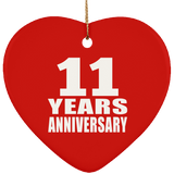 11th Anniversary 11 Years - Heart Ornament