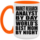 Market Research Analyst By Day World's Best Mom By Night - 15oz Accent Mug Orange
