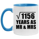 34th Anniversary Square Root of 1156 Years As Mr & Mrs - 11oz Accent Mug Blue