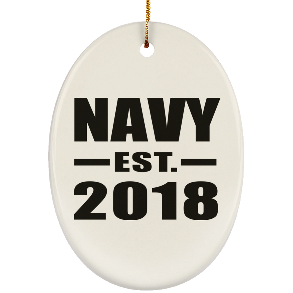 Navy Established EST. 2018 - Oval Ornament