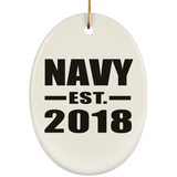 Navy Established EST. 2018 - Oval Ornament