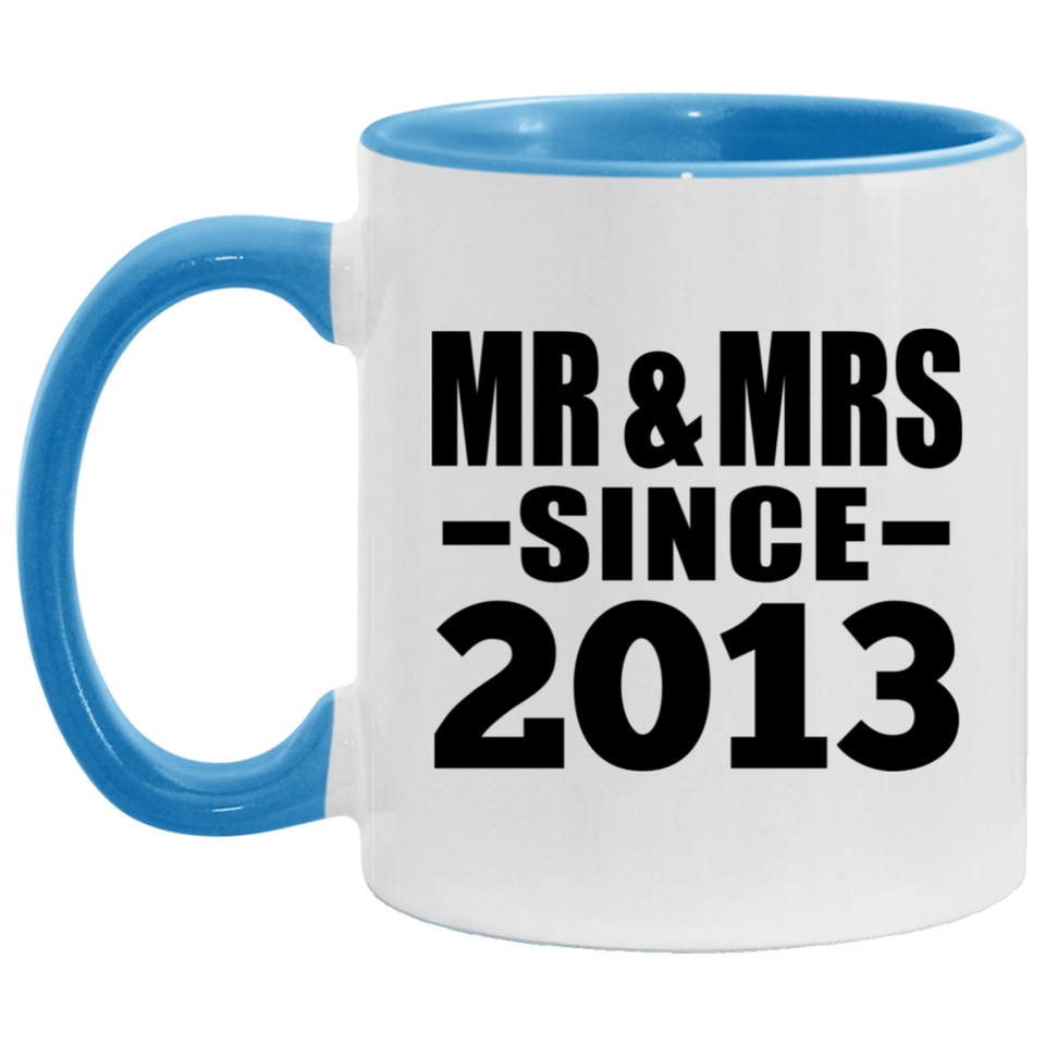 11th Anniversary Mr & Mrs Since 2013 - 11oz Accent Mug Blue