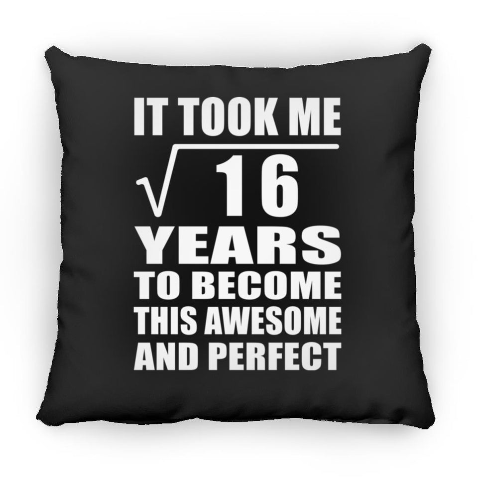4th Birthday Took Square Root of 16 Years To Awesome - Throw Pillow Black