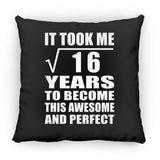 4th Birthday Took Square Root of 16 Years To Awesome - Throw Pillow Black