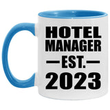 Hotel Manager Established EST. 2023 - 11oz Accent Mug Blue