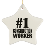 Number One #1 Construction Worker - Star Ornament