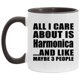 All I Care About Is Harmonica - 11oz Accent Mug Black