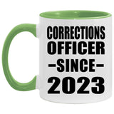 Corrections Officer Since 2023 - 11oz Accent Mug Green