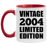 20th Birthday Vintage 2004 Limited Edition - 11oz Accent Mug Red
