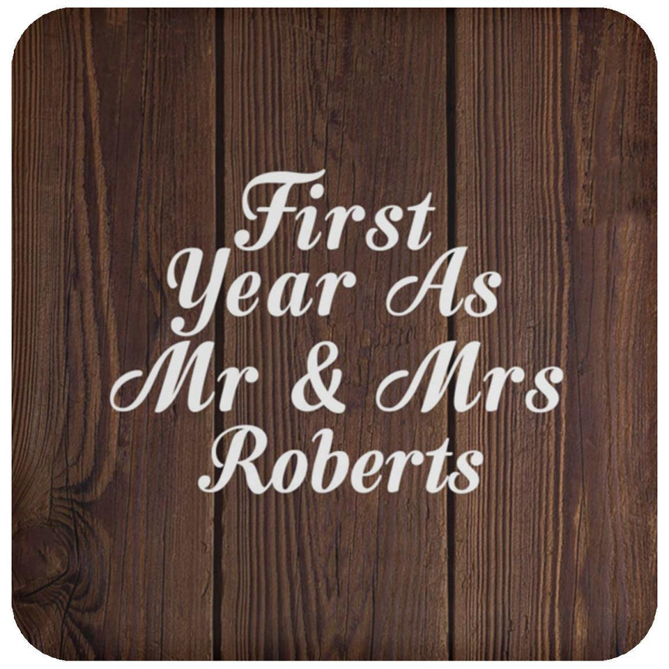 First Year As Mr & Mrs Roberts - Drink Coaster D